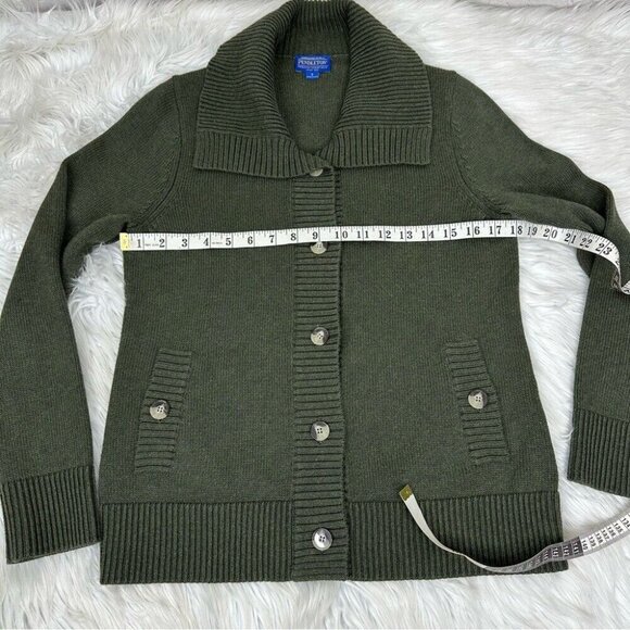 Pendleton Women’s Green Collared Button Down Y2K Cardigan Knit Sweater S/C36 - Picture 10 of 11